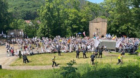 Die Weißen im Mai 2023 vor dem Hambacher Schloss (Foto: SWR)
