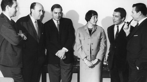 Jury Karl-Sczuka-Preis 1967, v.l.: F. Hommel, R. Becker, Prof. C. Seemann, Dr. M. Kesting, H. Naber, H. M.Braem (Foto: SWR, SWR) Jury Karl-Sczuka-Preis 1967, v.l.: F. Hommel, R. Becker, Prof. C. Seemann, Dr. M. Kesting, H. Naber, H. M.Braem