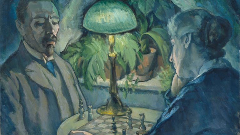 Das „Schachspiel“ (um 1916) von Paul Kayser in der Ausstellung „Home sweet Home – Das Zuhause in der Kunst“ (Foto: © Hamburger Kunsthalle/bpk)