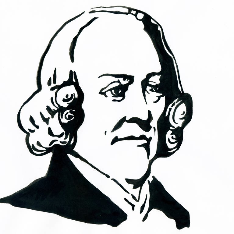 Portrait du philosophe et economiste Adam Smith (1723-1790) Dessin ©Alessandro LonatiLeemage