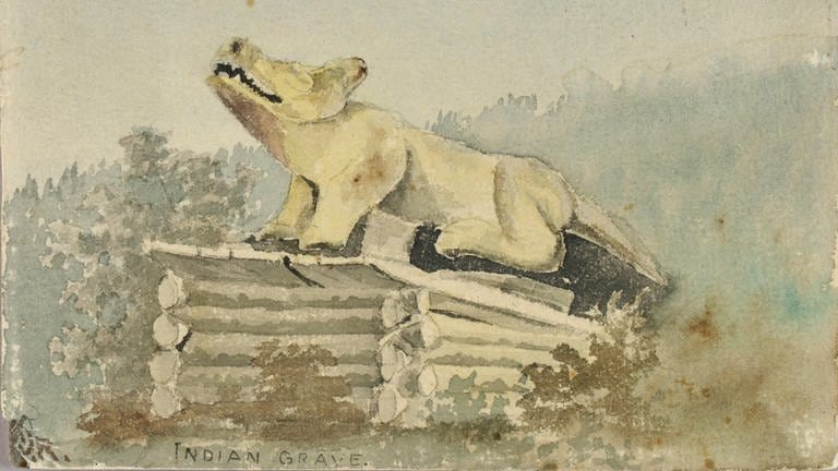 Wolf Totem über einem indianischen Grab