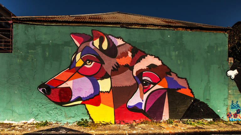 Graffiti mit Wolfsmotiv
