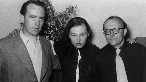 Heinrich Böll, Ilse Aichinger und Günther Eich 1952 während der Tagung der Gruppe 47