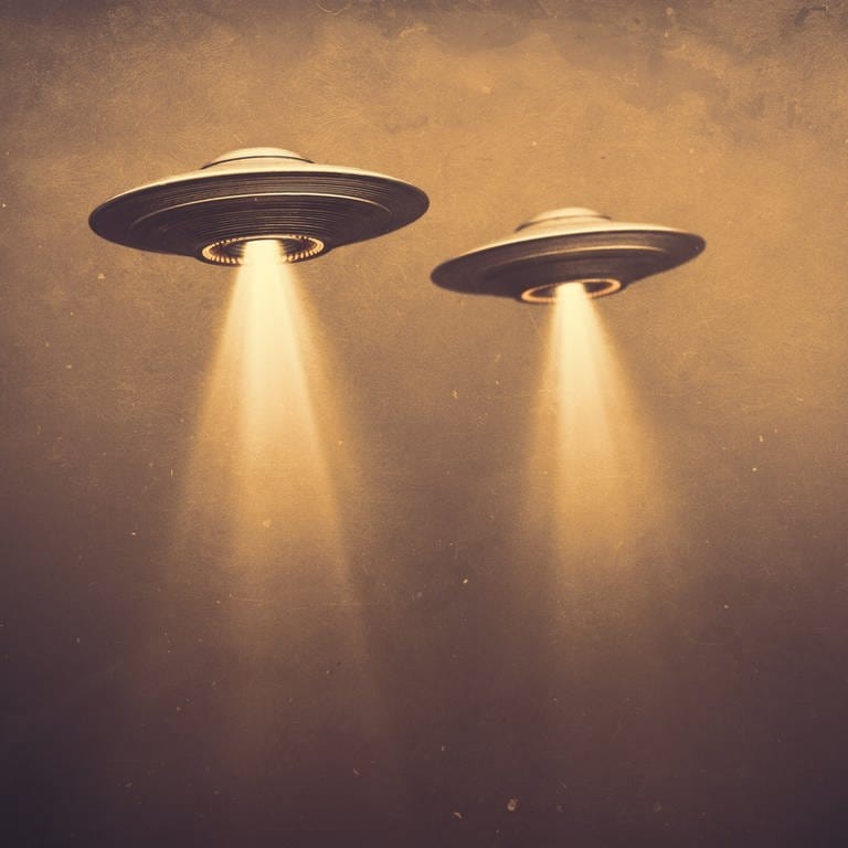 Zwei Ufos am Himmel: Die Aliens kommen … auf unabsehbare Zeit wohl erstmal nicht. Die Entfernungen im Universum sind einfach zu groß. (Foto: IMAGO, IMAGO / Panthermedia)