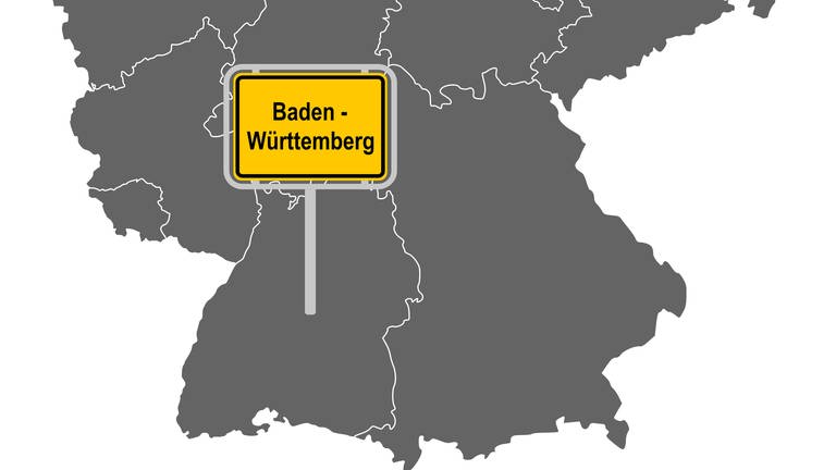 Deutschlandkarte; das Bundesland Baden-Württemberg ist markiert: 70 Jahre Baden-Württemberg – Am 25. April 1952 wurden Württemberg-Baden, Baden und Würrtemberg-Hohenzollern zum Bundesland Baden-Württemberg vereinigt