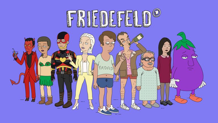 ARDSWR FRIEDEFELD, "Die erste deutsche Animated Sitcom", ab Freitag (22.03.24) in der ARD Mediathek. (Foto: SWR, BR/Little Dream Entertainment)