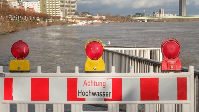 Nach starkem Regen: Extremes Hochwasser am Rhein in der Kölner Innenstadt. Der Wandel des Klimas begünstigt extremes Wetter.